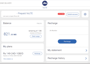 jio net usage and balance check using official site and website