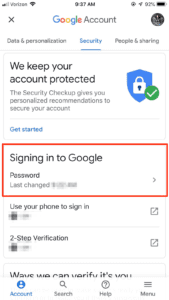 steps to change password in gmail