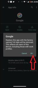 how to uninstall updates on google app