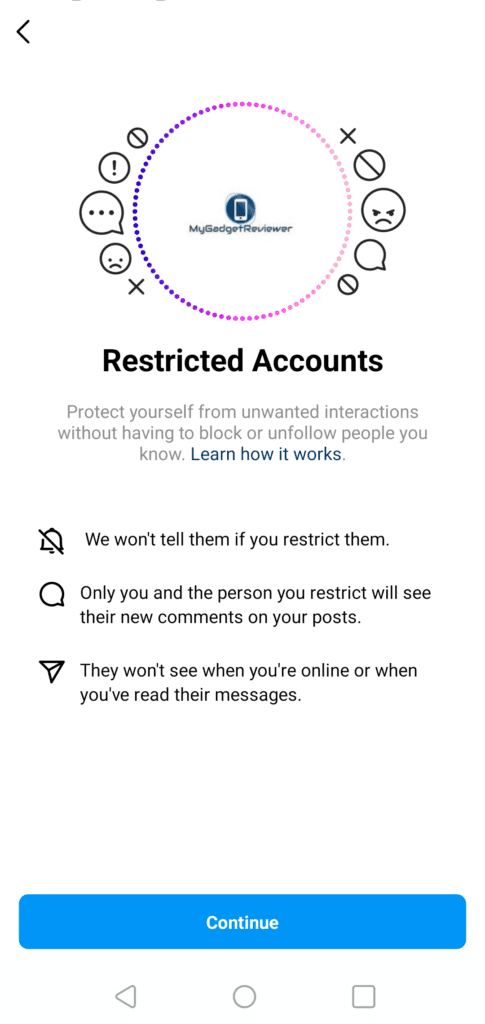 how to restrict account in insta