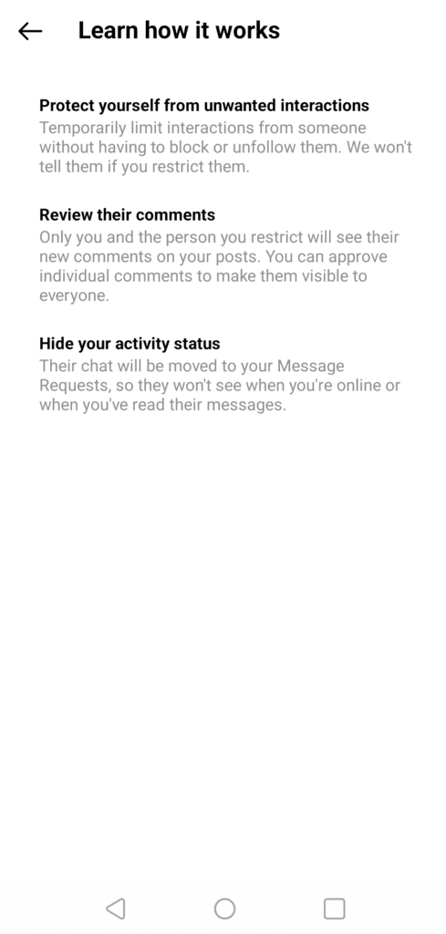 what is restrict feature in instagram